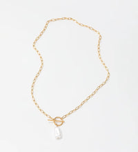 Joolim Jewelry 18K Gold Plated Shell Baroque Pearl Pendant Toggle Clavicle Necklace Stainless Steel Jewelry