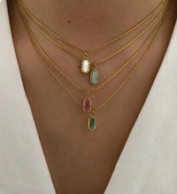 JOOLIM High End Stainless Steel Oval Colorful Natrual Stone Pendant Necklace 18K Gold Plated Jewelry Wholesale