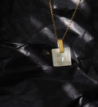 Joolim Jewelry 18K Gold Plated Mosaic Checkered Shell Square Pendant Necklace Stainless Steel Jewelry Wholesale Tarnish Free