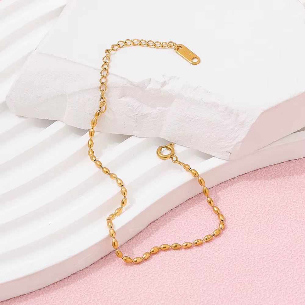 High End Stainless Steel Oval Beads String Bracelet for Women Wholesale Jewelry