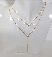 Joolim Jewelry Necklace 18K Gold Plated Dainty Elegant Cubic Zirconia Y Stainless Steel Layered Multi Layer Lariat Necklaces