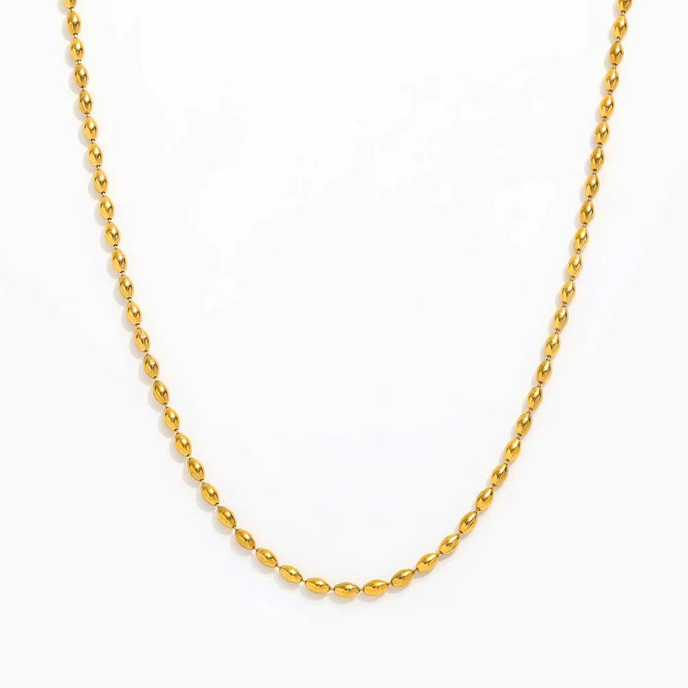 JOOLIM 18K Gold Plated Stainless Steel Necklace High End Dainty Chain Olives Beads Strings Fashionable Trendy Party Gifts