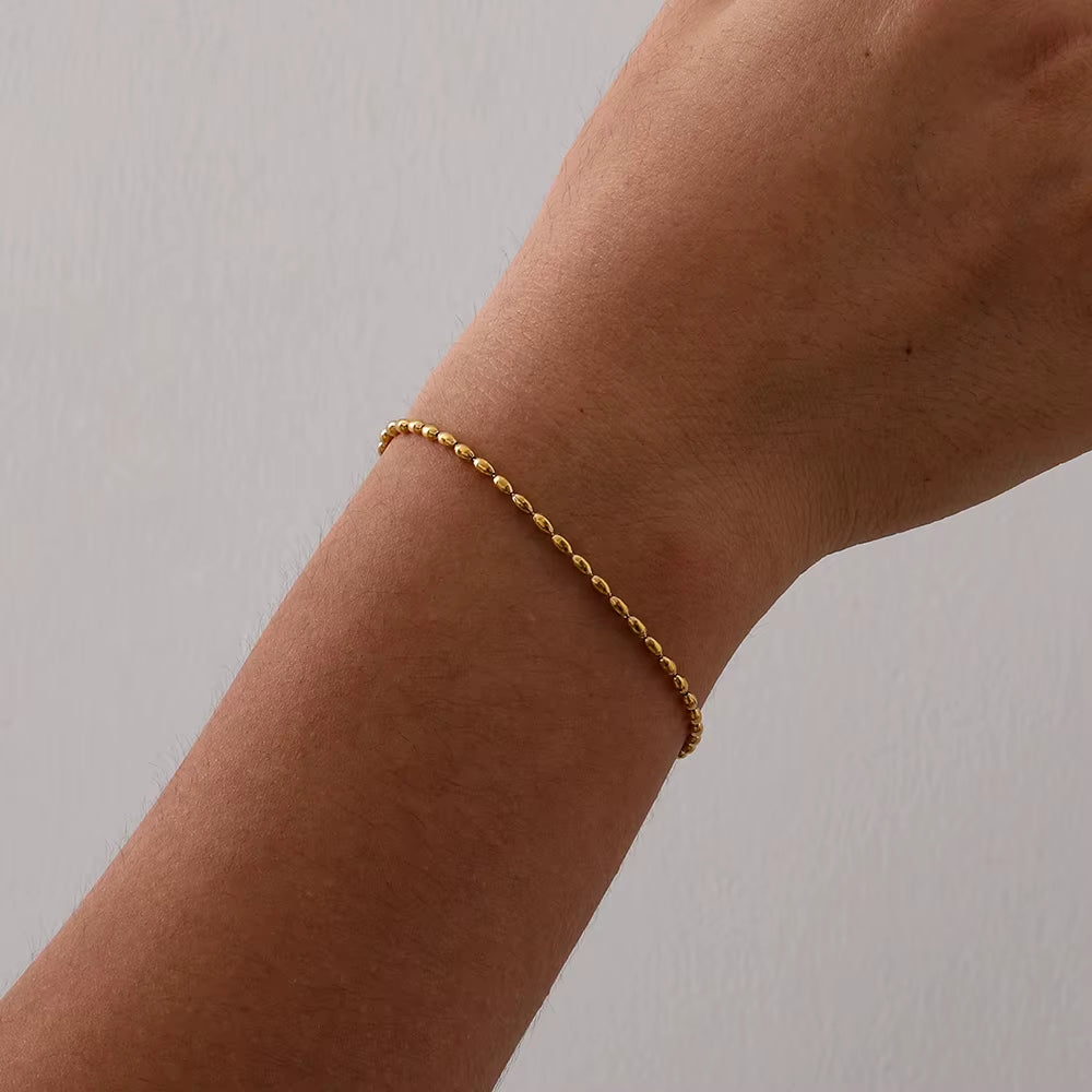 High End Stainless Steel Oval Beads String Bracelet for Women Wholesale Jewelry