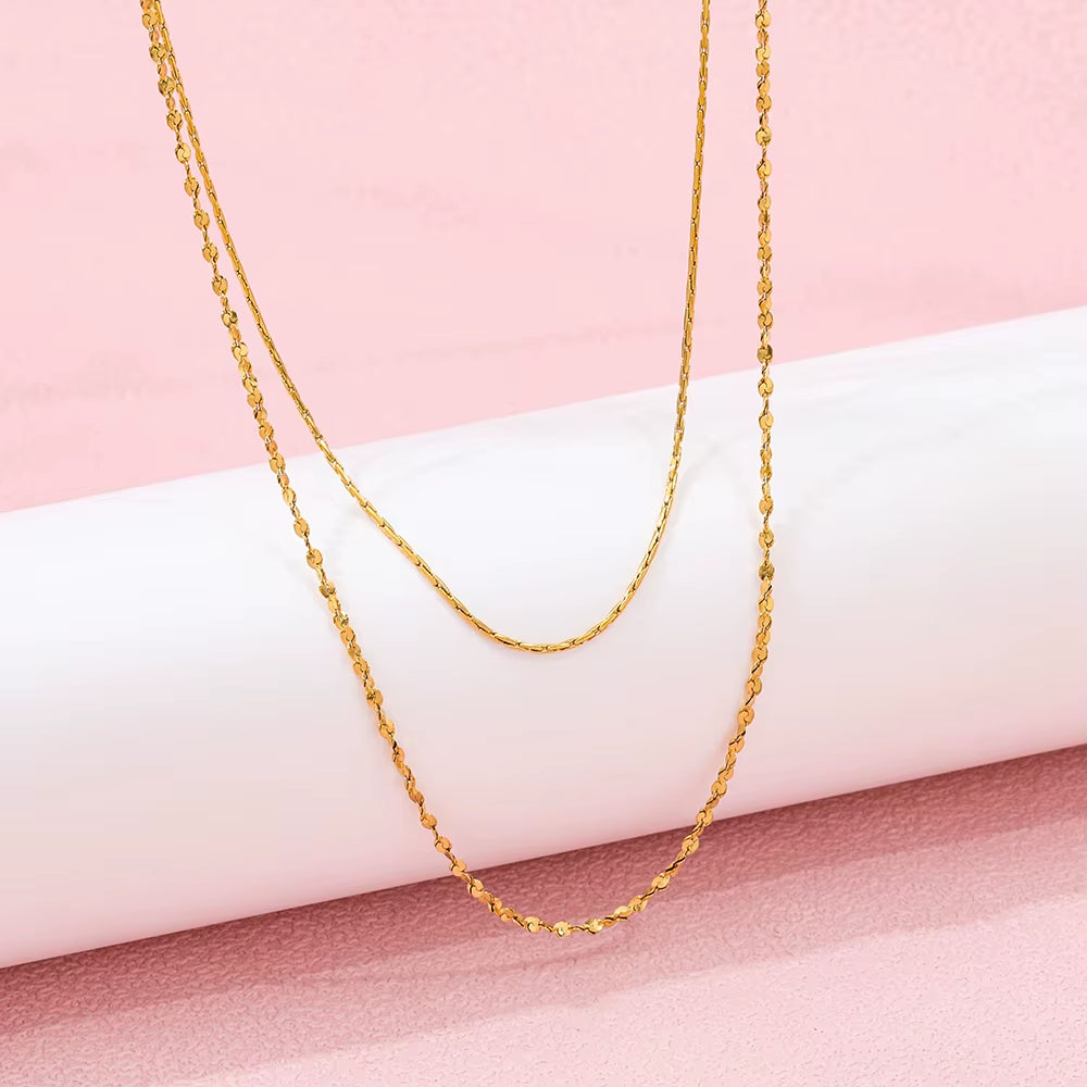 Joolim Jewelry 18K Gold Plated Double-Layer Choker Necklace Stainless Steel Jewelry Wholesale