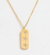 Joolim 18K Gold Plated Jewelry Star Zirconia Rectangle Pendant Dainty Chain Necklace Stainless Steel Jewelry