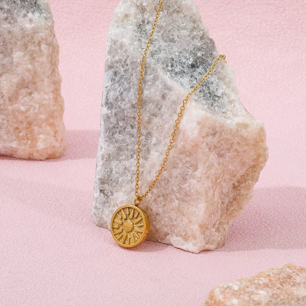 Joolim Jewelry 18K Gold Plated Sun Goddess Necklace Stainless Steel Jewelry Wholesale