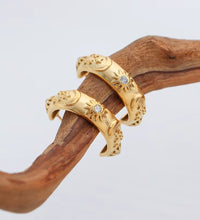 Trendy Earring 18K Gold Plated Dainty Moon Star Relief Zirconia Band C Hoop Earrings Stainless Steel Earrings Wholesale