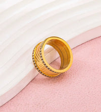 Joolim Jewelry Wholesale High End PVD No Fade Fashion Chunky Double Layer Zirconia Band Stainless Steel Ring for Women