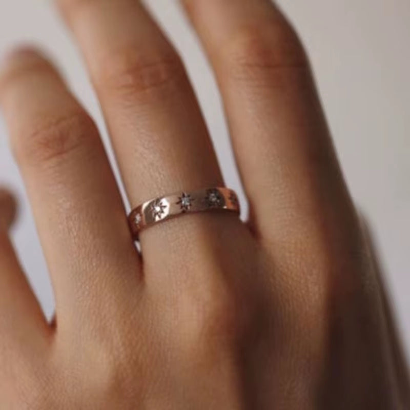 Joolim Jewelry Wholesale 18K Gold Plated Star Zirconia Stainless Steel Ring for Women Dainty Ring