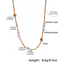 New Trendy Natural Stone Imitation Pearl Stainless Steel Pedant Necklace Waterproof Fashion Jewelry
