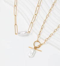 Joolim Jewelry 18K Gold Plated Shell Baroque Pearl Pendant Toggle Clavicle Necklace Stainless Steel Jewelry