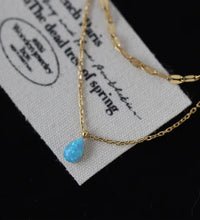 Joolim Jewelry 18K Gold Plated Blue Teardrop Artificial Stone Pendant Double-Layer Necklace Trendy Stainless Steel Jewelry