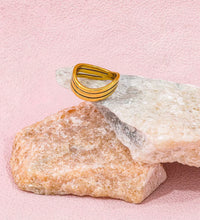 Joolim High End 18K Gold Plated Three Layer Hollow Waved Ring for Women Finger Ring Wholesale