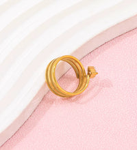 Joolim Jewelry Wholesale 18K Gold Plated Treble Spiral Stainless Steel Spring Wire Heart Zircon Ring Women'S Gift