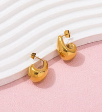 Trend 18K PVD Gold Plated Waterproof Hollow Waterdrop Stainless Steel Hoop Earring Fashion Jewelry