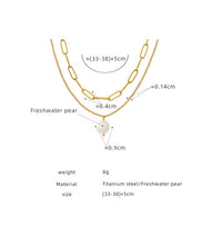 JOOLIM Ready to Ship High End 18K Gold Plated Stainless Steel Single Fresh Water Pearl Pendant Double-Layer Chain Necklace