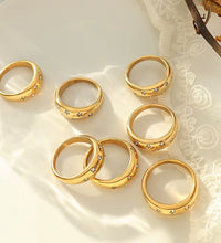 Joolim Jewelry Wholesale 18K Gold Plated Starry Sky Zirconia Gradient Stainless Steel Rings for Women Rings