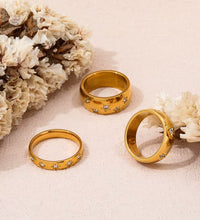 Joolim Jewelry Wholesale 18K Gold Plated Star Zirconia Stainless Steel Ring for Women Dainty Ring